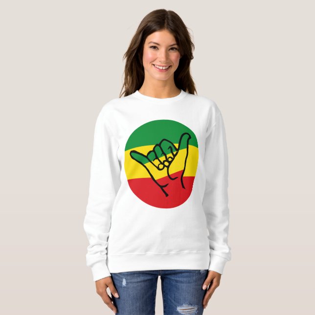Shaka Hand With Reggae Colors Sweatshirt (Front Full)