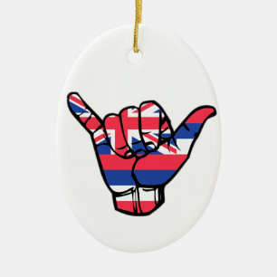 Shaka Hawaii Flag Ceramic Ornament