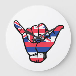 Shaka Hawaii Flag Large Clock