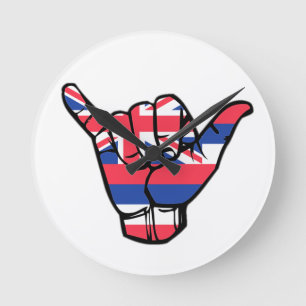 Shaka Hawaii Flag Round Clock