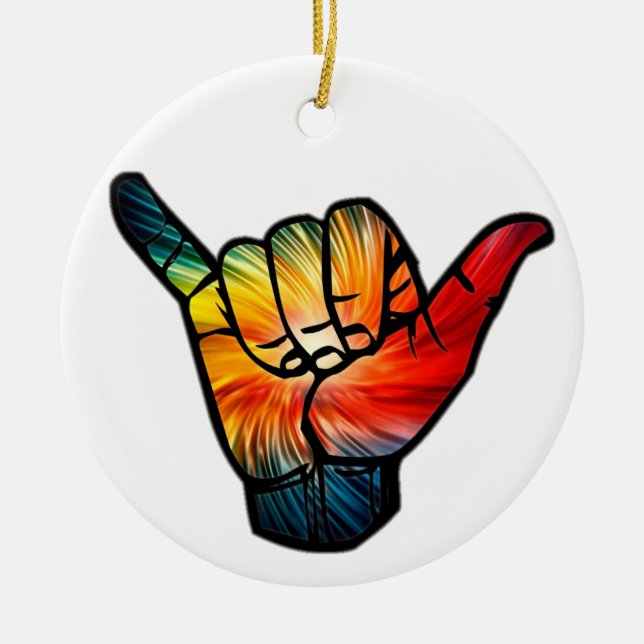 Shaka Rainbow Ceramic Ornament (Front)