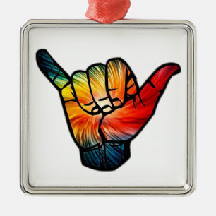 Shaka Rainbow Metal Ornament