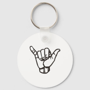 Shaka Sign Hang Good Vibes Retro Loose Hawaii Surf Keychain