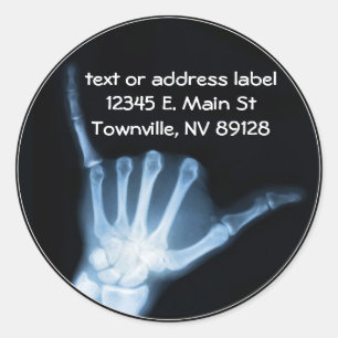 Shaka Sign X-Ray (Hang Loose) Classic Round Sticker