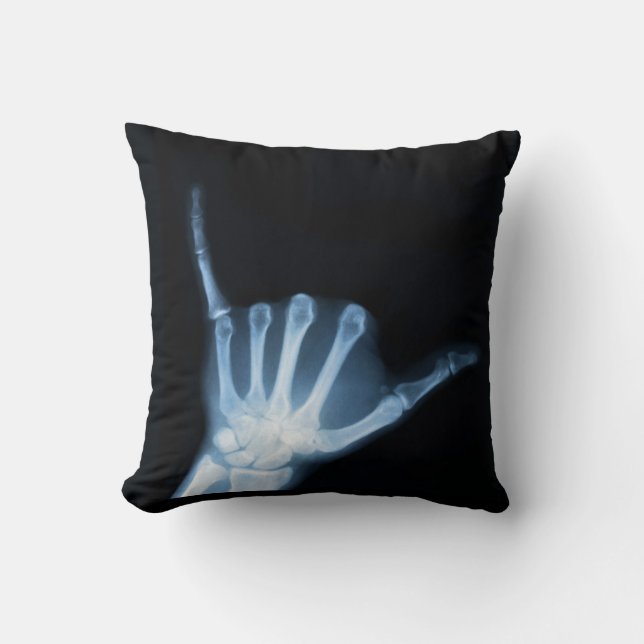 Shaka Sign X-Ray (Hang Loose) Throw Pillow (Front)