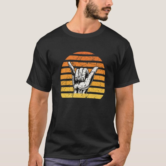 Shaka Summer Cool Vibes Hang Loose Surfing Beach R T-Shirt (Front)