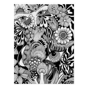 Shake It Out – Monochrome Floral Hand-Drawn Art Poster