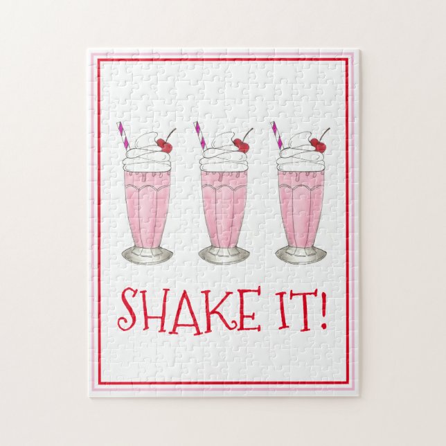 Shake It! Pink Strawberry Ice Cream Milkshake Jigsaw Puzzle (Vertical)