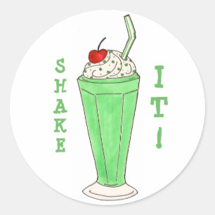 Shake It St Patrick's Day Milkshake Green Shamrock Classic Round Sticker