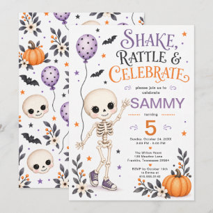 Shake Rattle & Celebrate 5th Birthday Invitation