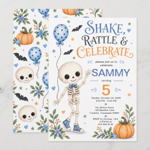 Shake Rattle & Celebrate Boy 5th Birthday Invitation