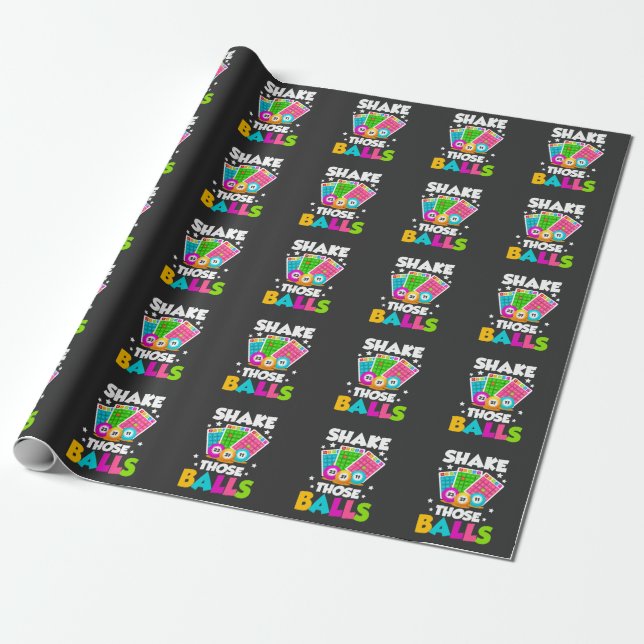 Shake Those Balls Funny Bingo Wrapping Paper (Unrolled)