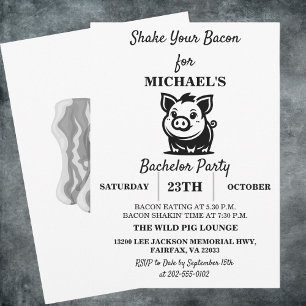 Shake Your Bacon Pig Bachelor Party Invitation