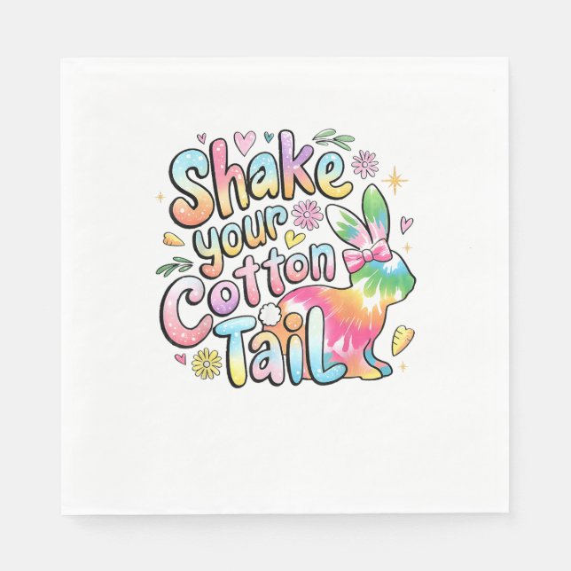 Shake Your Cotton Tail Funny Retro Easter Bunny Ki Napkin (Front)