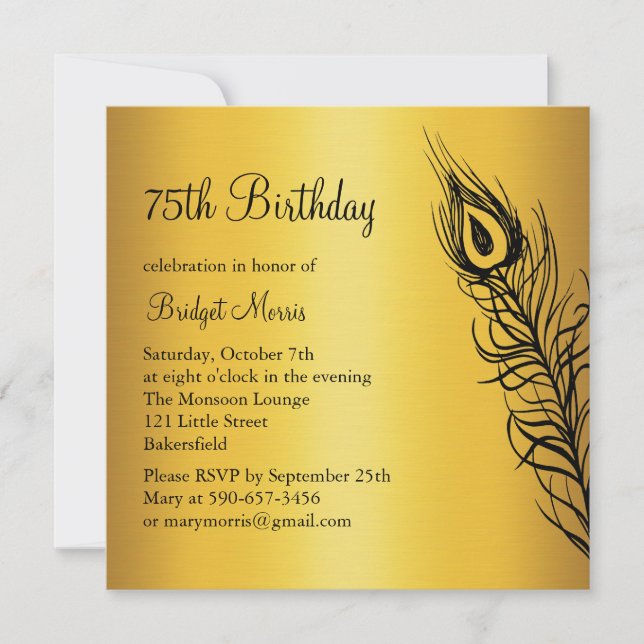 Shake Your Tail Feathers Birthday Invitation gold (Front)