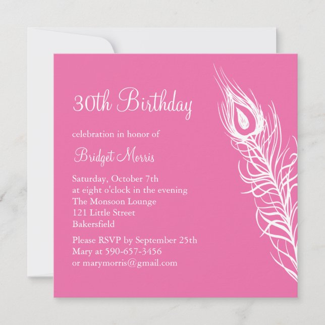 Shake Your Tail Feathers Birthday Invite (fuchsia) (Front)