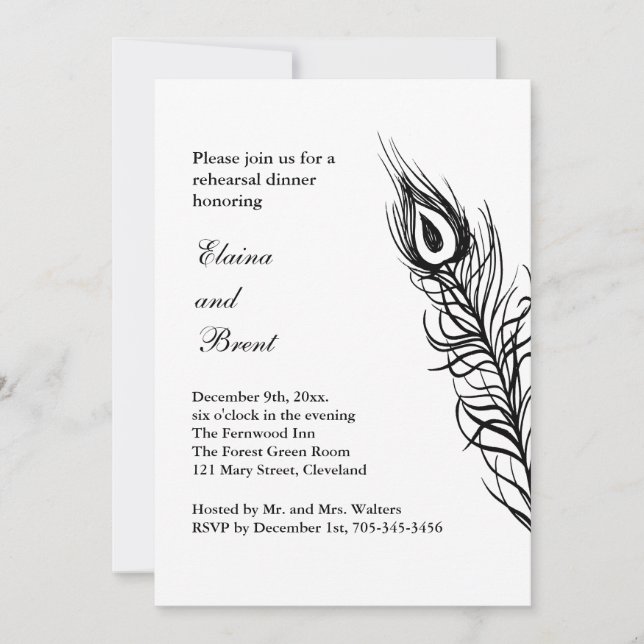 Shake your Tail Feathers Rehearsal Dinner white Invitation (Front)