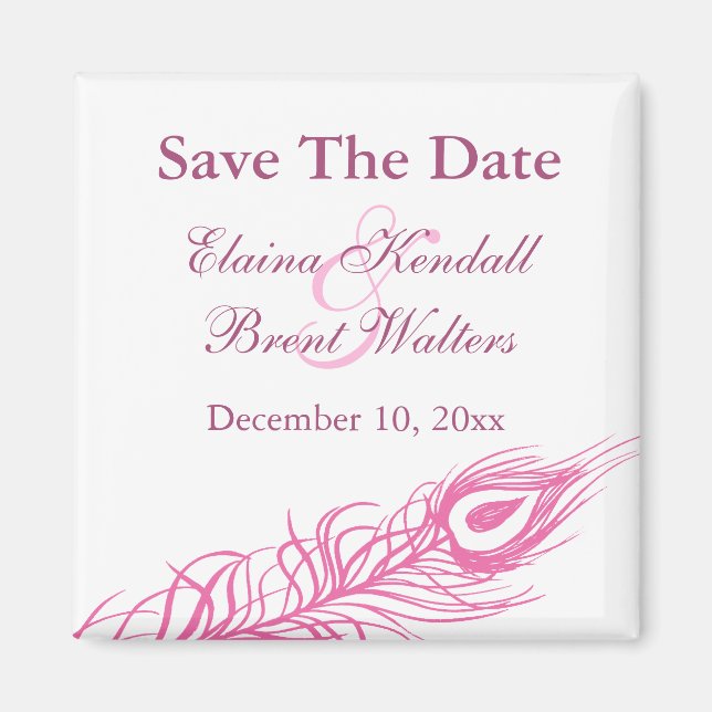 Shake your Tail Feathers Save the Date (fuchsia) Magnet (Front)