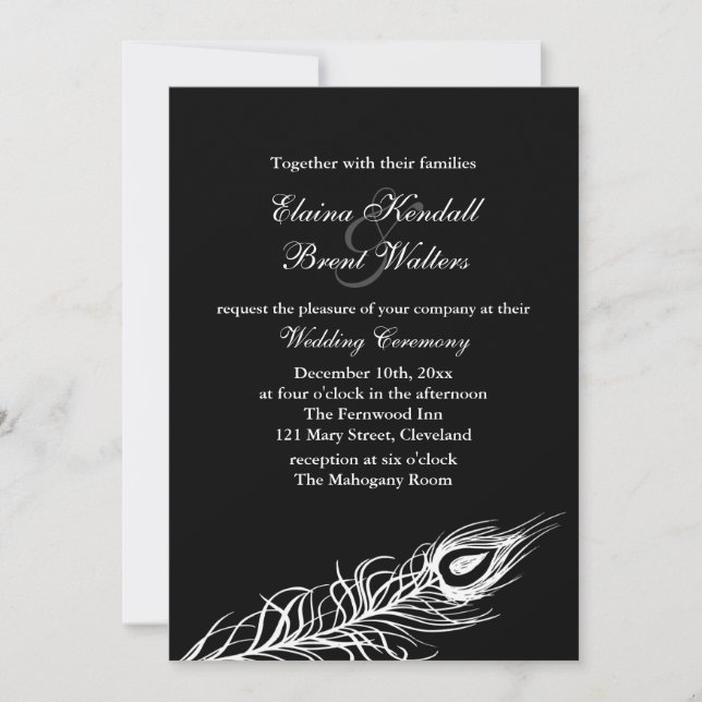 Shake your Tail Feathers Wedding Invitation black (Front)