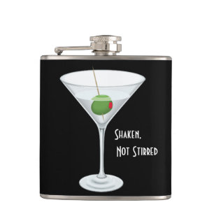 Shaken Not Stirred Martini Glass Olive Cocktails Hip Flask