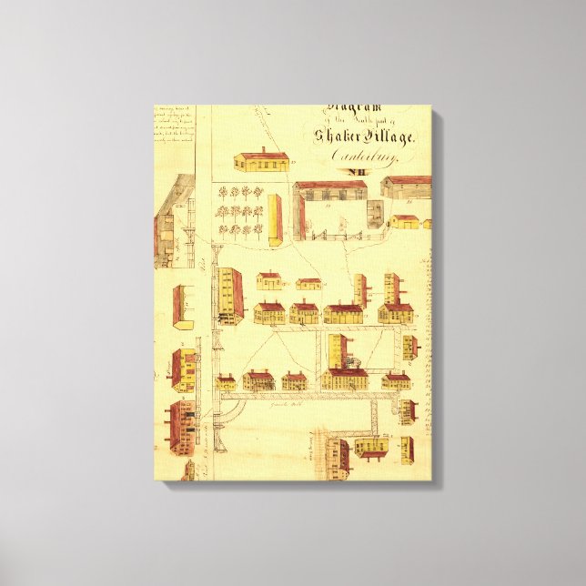 SHAKER VILLAGE MAP, 1849 CANVAS PRINT (Front)