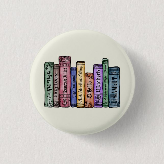 Shakespeare Books No.1 1 Inch Round Button (Front)