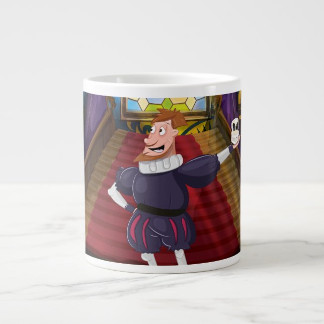 Shakespeare Cartoon Actor. Large Coffee Mug (Front)