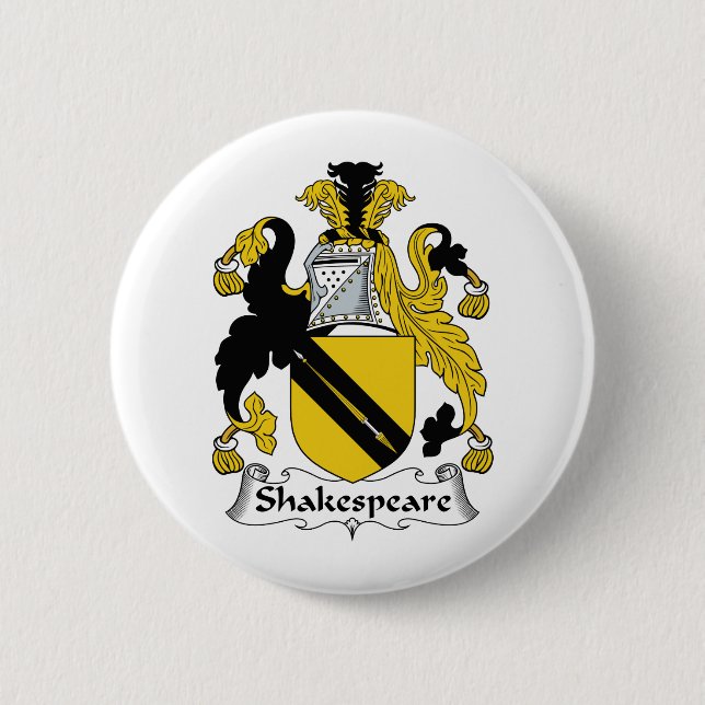 Shakespeare Family Crest 2 Inch Round Button (Front)