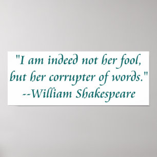 Shakespeare fool words poster