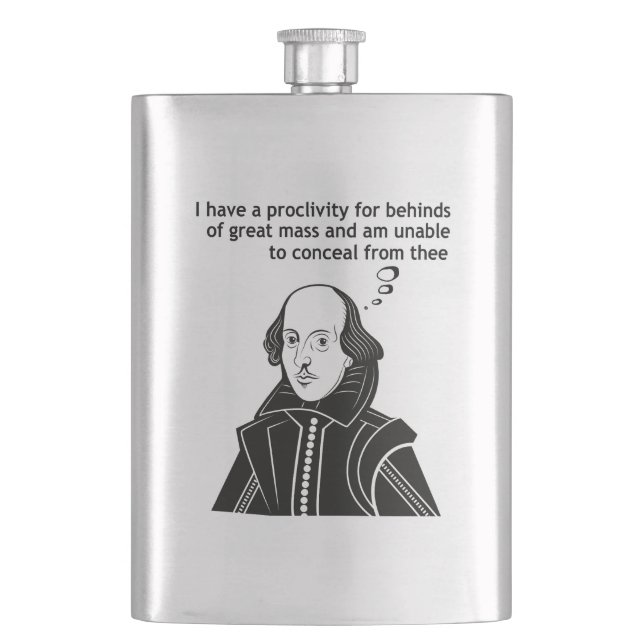 Shakespeare Funny Quote Hip Flask (Front)
