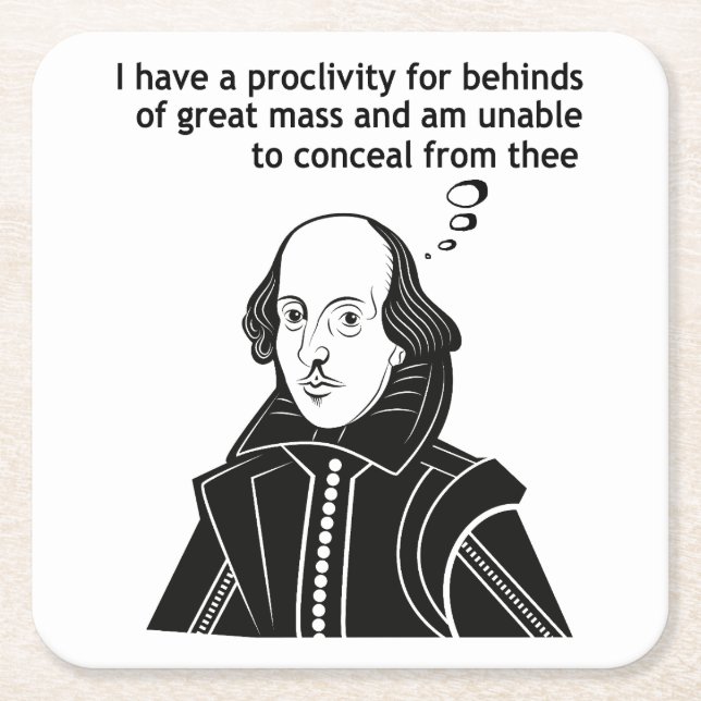 Shakespeare Funny Quote Square Paper Coaster (Front)