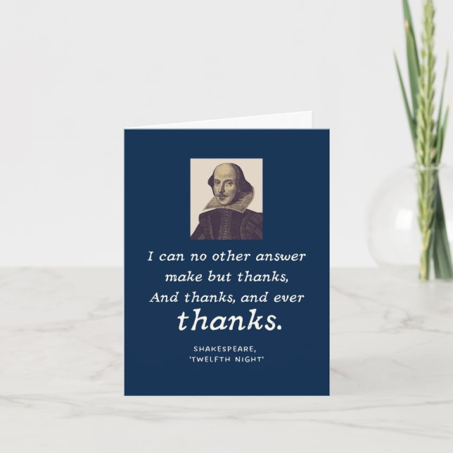 Shakespeare Gratitude Elegant Performing Arts Thank You Card (Front)