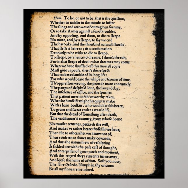 Shakespeare Hamlet Pour Être Soliloque Poster (Devant)