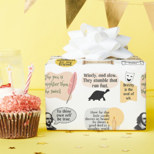 Shakespeare Inspiration Literary Bookish Theatre Wrapping Paper (Birthday Party)