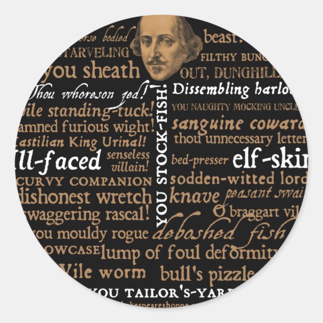 Shakespeare Insults Collection Classic Round Sticker (Front)