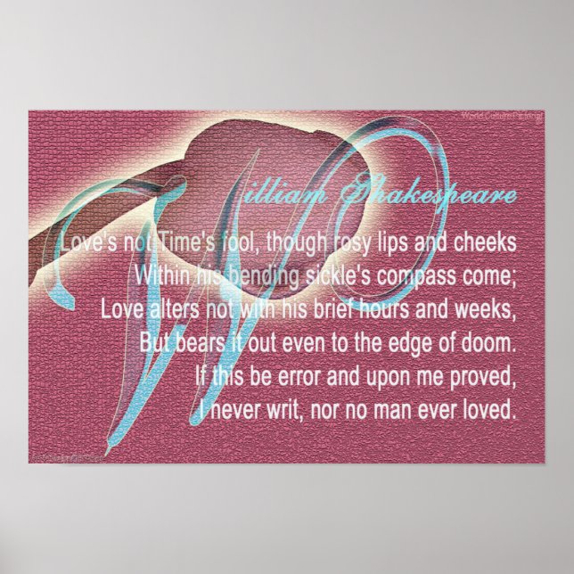 Shakespeare love Sonnet 116 poem quote poster (Front)