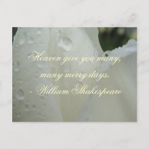 Shakespeare Merry Days Quote , White Holiday Postcard