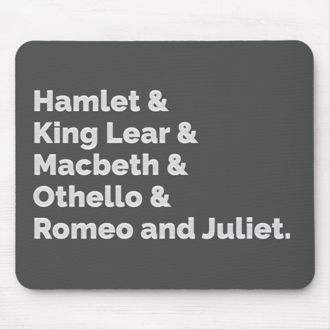 Shakespeare Plays I Mouse Pad (Front)
