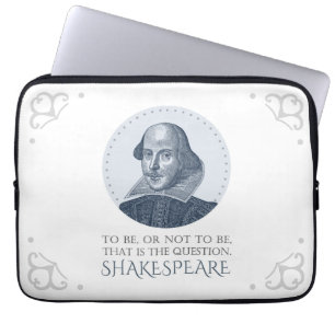 Shakespeare Portrait with To Be Or Not To Be Quote Laptop Sleeve