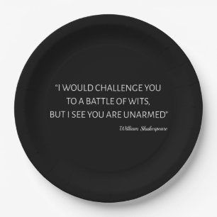 Shakespeare Quote - Battle Of Wits Paper Plate