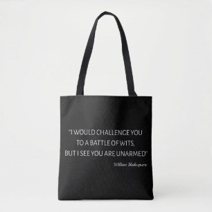 Shakespeare Quote - Battle Of Wits Tote Bag
