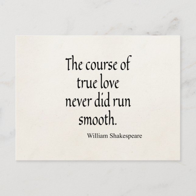 Shakespeare Quote Course of True Love Run Smooth Postcard (Front)