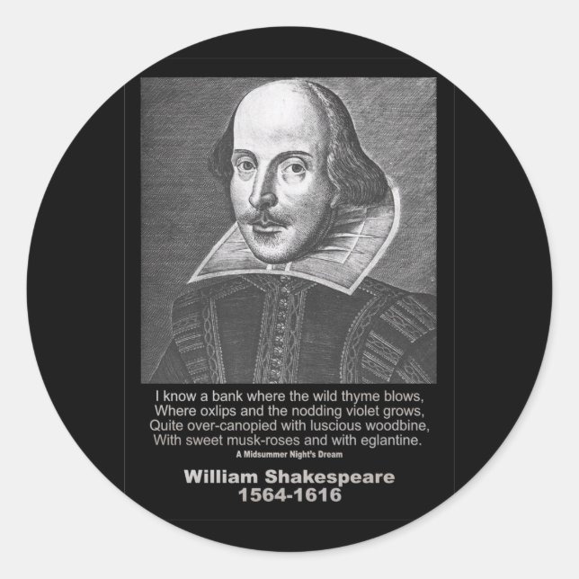 Shakespeare Quote Midsummer Night’s Dream Classic Round Sticker (Front)