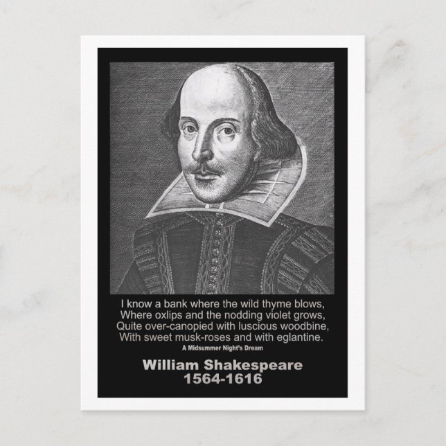 Shakespeare Quote Midsummer Night’s Dream Postcard (Front)