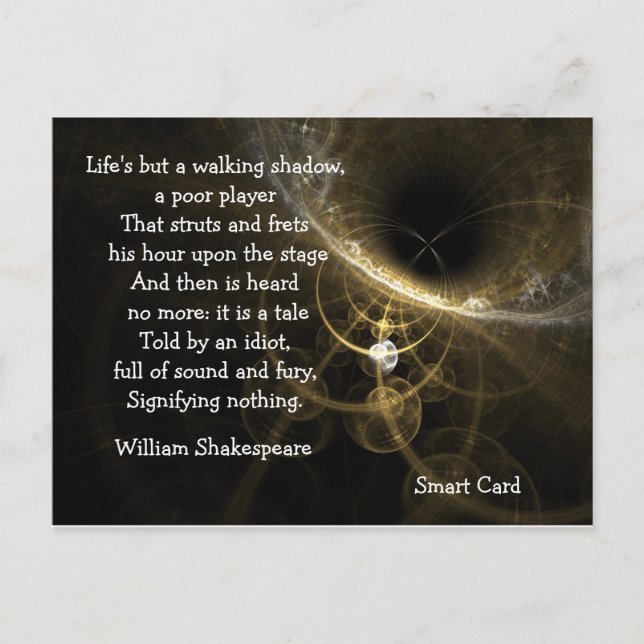 Shakespeare Quote - Sound and fury Postcard (Front)