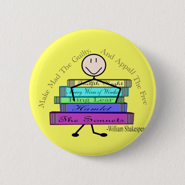 Shakespeare Quote Stick People Design 2 Inch Round Button (Front)