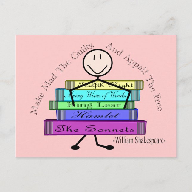 Shakespeare Quote Stick People Design Postcard (Front)