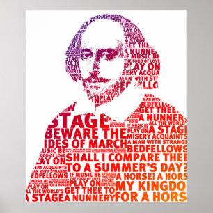 Shakespeare red gradient text design poster