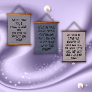 Shakespeare Set of Three Love   Hanging Tapestry