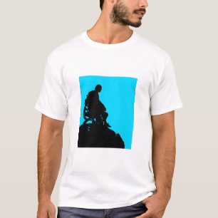 Shakespeare Silhouette with Bright Blue Background T-Shirt